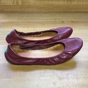 Tieks by Gavrieli Burgundy Leather Ballet Flats Women Size 9 Foldable Shoes